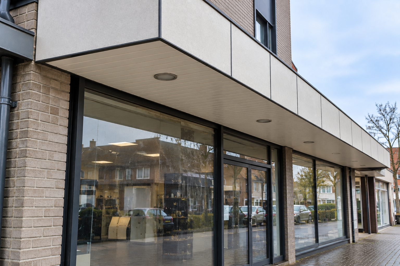 Gevel en luifel na reiniging door Clearwave
