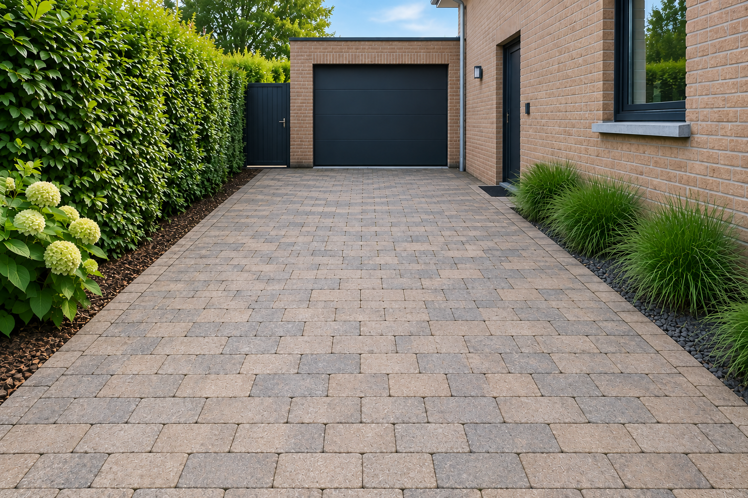 Oprit in klinkers na reiniging door Clearwave